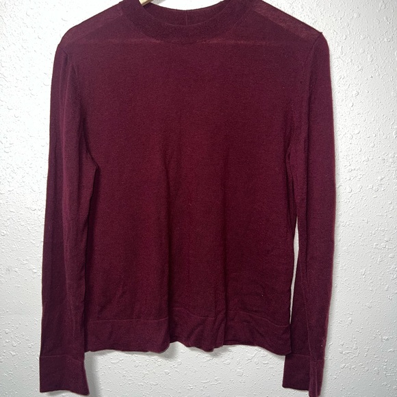 Vince‎ Red Burgundy Fitted Long Sleeve Mandarin Collar Sweatshirt - Picture 1 of 5